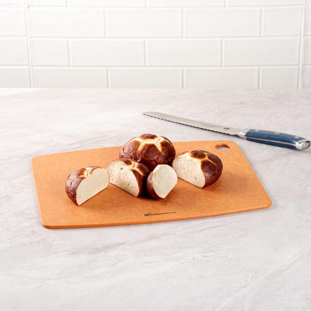 Restaurantware Nature Tek Double-Sided Cutting Board, 14.5 x 10.8 Inch, Durable Kraft Wood Fiber Dishwashable Board