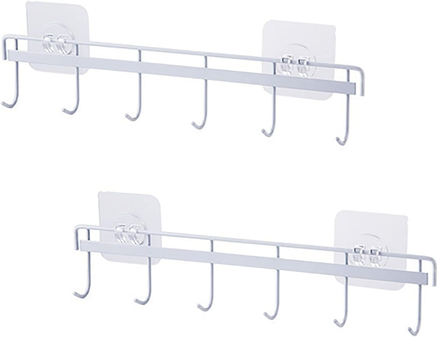 YYaaloa 2Pack Wall Hooks - Coat Hat Hook White Rack with 6 Hooks for Key Hanger and Clothes Holder