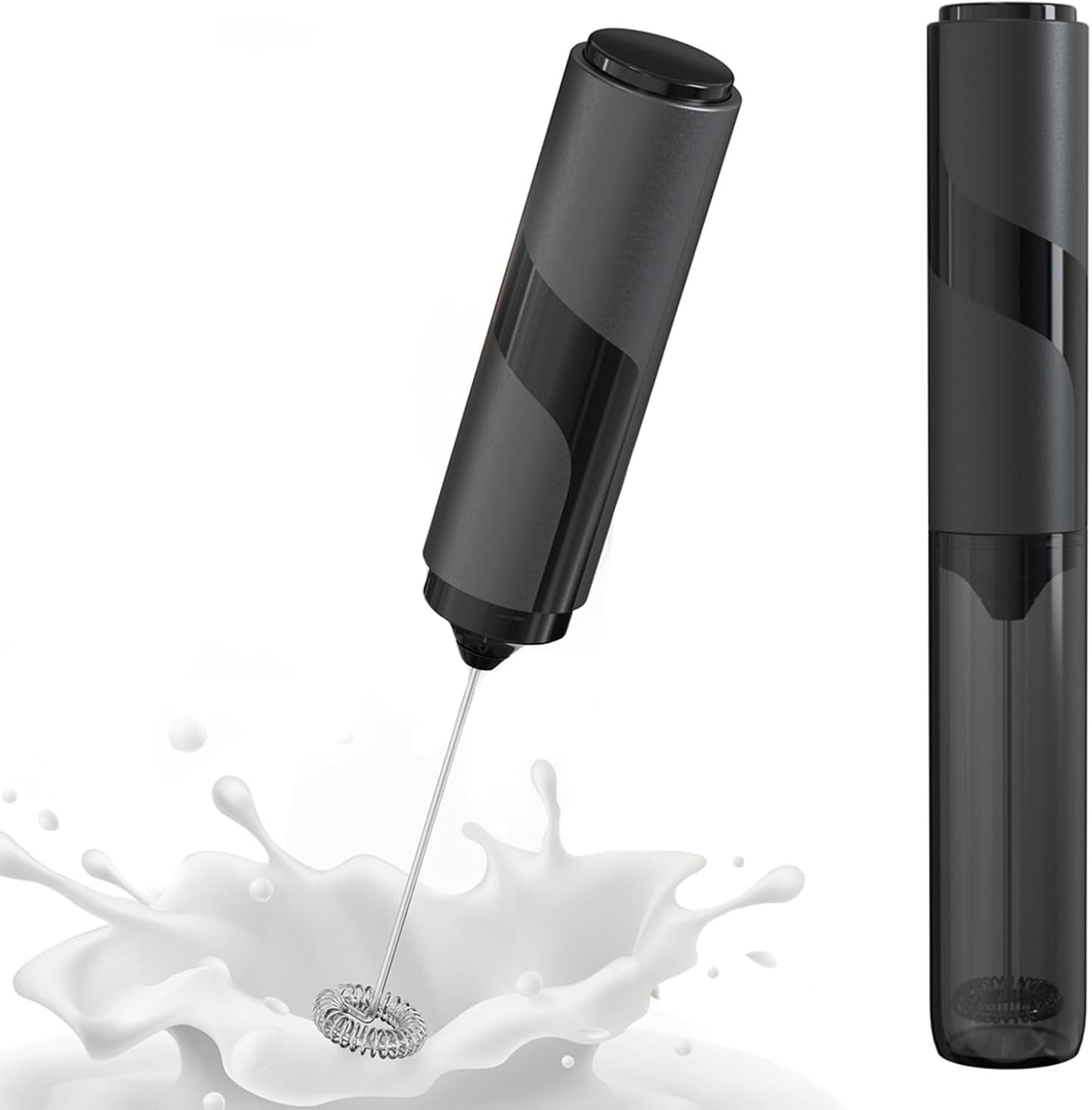 15-Second Handheld Milk Frother with Cover- Silent Drink Mixer, Travel-Ready with ABS Sleeve, Battery-Powered