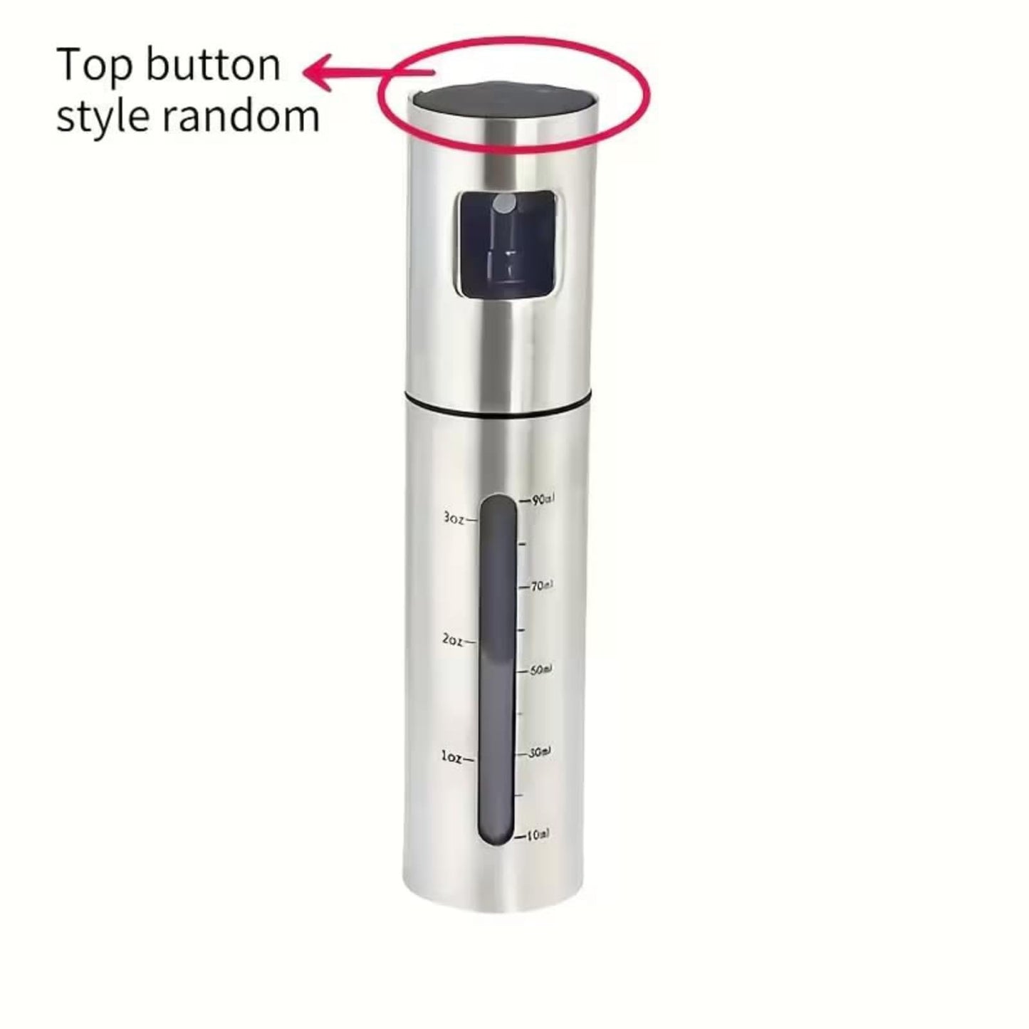 100ml Stainless Steel Olive Oil Spray Bottle – Graduated Metal and Glass Refillable Oil Mister for Cooking and Baking – Suitable for Home Cooks
