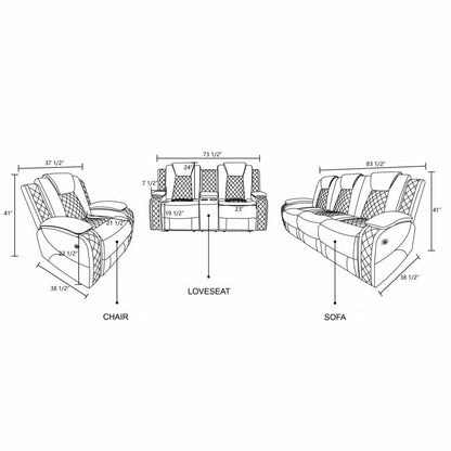 UOCFYK Electric Power Recliner Chair Living Room Furniture, Comfy Wide Lazy Home Theater Breathing Leather Seating with USB 2.0 Charging Ports, LED Light Strips (Black)