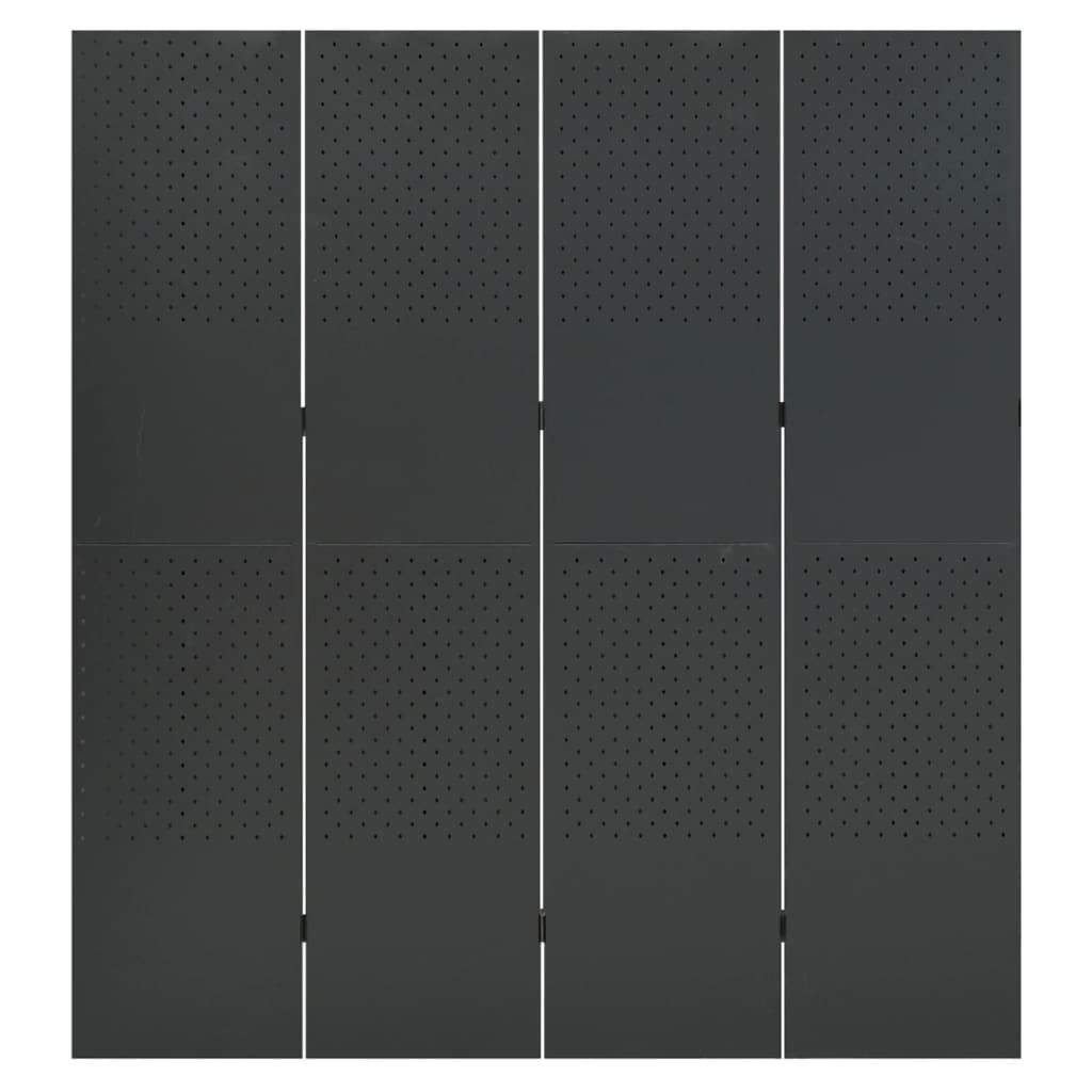 Outdoor/Indoor Room Divider, Room Screen Divider Wall Protection Privacy Furniture Indoor Bedroom, 4-Panel Room Divider Anthracite 63"x70.9" Steel