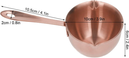 Stainless Steel Butter Warmer, 6.7oz / 200ml Mini Milk Pot with Pour Spouts for Boiling Milk and Sauces (Rose Gold)