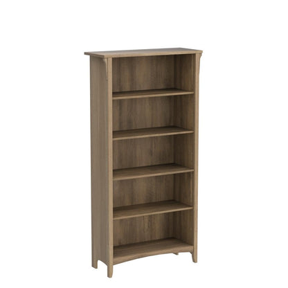 Bush Home Salinas Tall 5 Shelf Bookcase - Set of 2 in Reclaimed Pine, Vertical Office Storage, Bookshelves for Home Workspace, Multi-Purpose Shelving Units