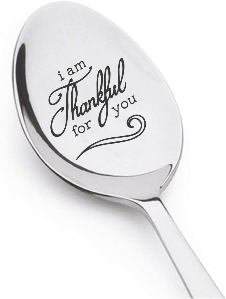 Personalized Hand Stamped Teaspoon Gift - I am Thankful for You, Inspirational Saying, Thanksgiving Gift