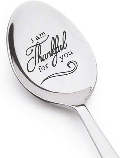 Personalized Hand Stamped Teaspoon Gift - I am Thankful for You, Inspirational Saying, Thanksgiving Gift