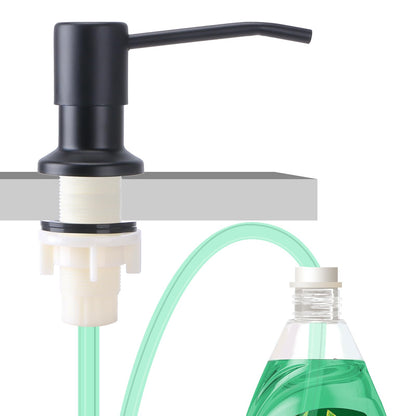 Soap Dispenser for Kitchen Sink, Built in Sink Soap Dispenser, Countertop Soap Dispenser Pump with 47" Extension Tube kit, No Need to Fill Little Bottle Again, Black