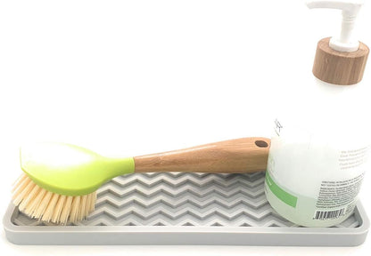 Happitasa Silicone Kitchen Sink Organizer Tray, 12" x 4", Sponge Holder and Countertop Protector, Bathroom and Kitchen