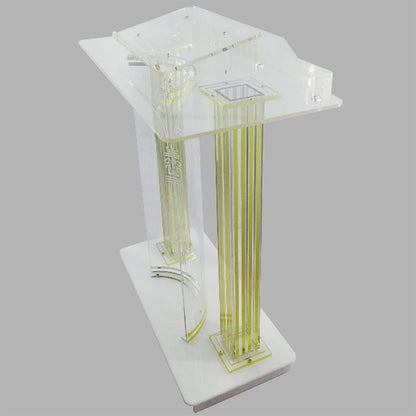 JOMRTS Acrylic Rolling Luxury Vertical Podium Stage Host with Casters Rolling Podium for Church, Wedding, School