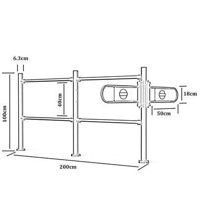Black Metal Swing Safe Gate - ng-Loaded One-Way Access for Markets & Cashiers - Automatic Cng Pedestrian Door (200x100CM) - Secure Import/Export Solut