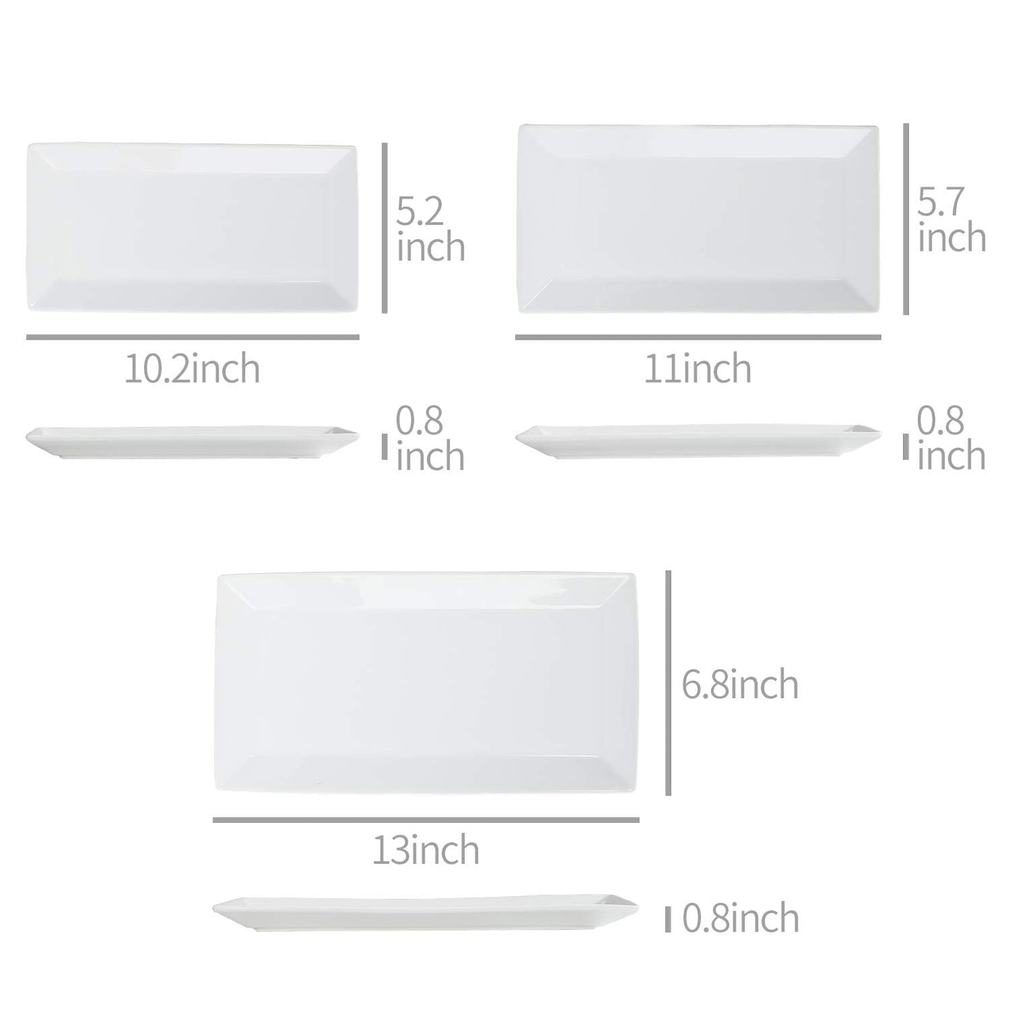 Amazon Basics 3-Piece Porcelain Serving Platters, Oven Safe, for Entertaining, Appetizer, Dinner, Dessert, 12.75 inch, 11 inch, 10 inch, White