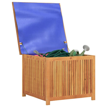 RCODSSK Solid Acacia Wood Patio Storage Box, 29.5x29.5x22.8 Inch Wooden Storage Box for Cushions, Pillows, and Garden Tools, with Water-Proof Bag for Indoor Outdoor Use