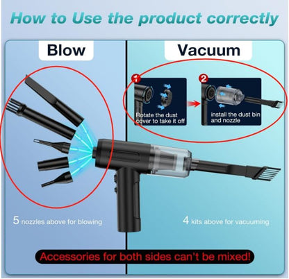 Cordless Handheld Car Vacuum, 12000Pa Strong Suction Mini Vacuum, 3-in-1 Design with LED Light for Multi-Scenario Use