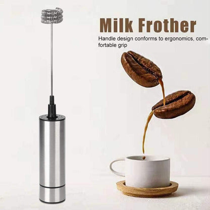 Milk Frother Handheld Foam Maker, Stainless Steel Coffee Stirrer Mixer Blender, Electric Egg Beater Kitchen Utensils