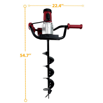 JACKCHEN 1500W Electric Post-Hole Digger with 6-Inch Auger Bit, Earth Auger Drill, Auger Bit Earth Auger, Ideal for Post Hole Digging, Drilling, Tree Planting, Red