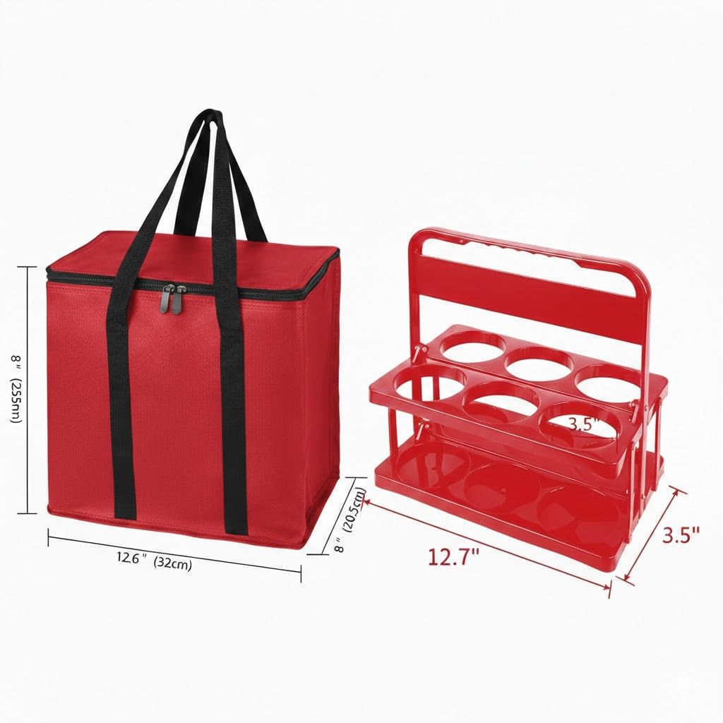 drink carrier for delivery drink holder carrier with handle reusable drink holder bag drink carrier bag cup car carriers for hot or cold food travel delivery driver essentials insulated Cooler Red