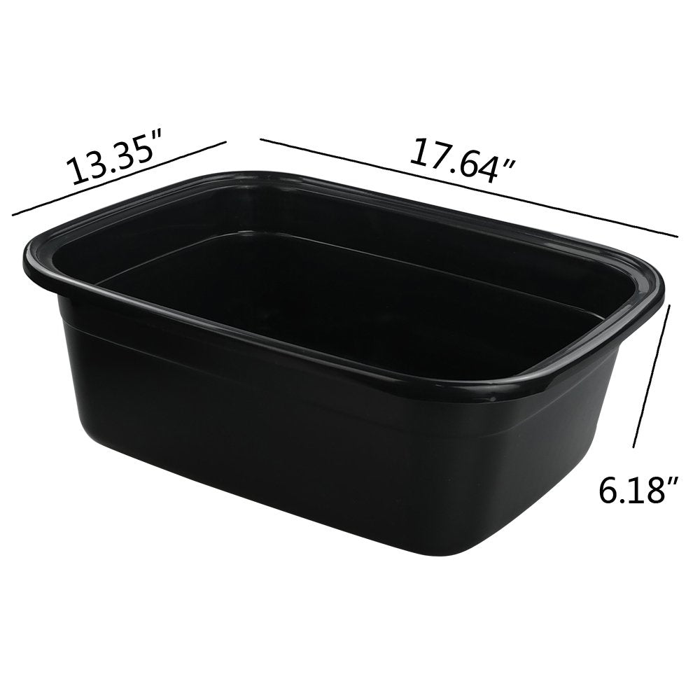Idotry Rectangle Plastic Black Washing Basin/Tub, Pack of 2 (18 Quart)