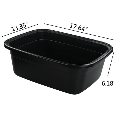 Idotry Rectangle Plastic Black Washing Basin/Tub, Pack of 2 (18 Quart)