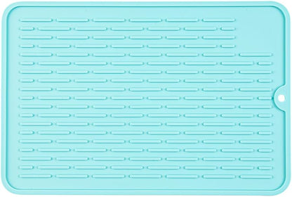 Restaurantware Small Countertop Drying Mat, 11.8 x 7.9 Inch, Food-Grade Dish Drainboard with Ribbed Design