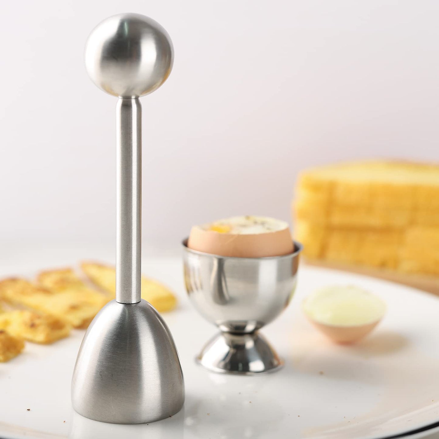 Egg Cracker Topper Set of 13 Egg Cups for Soft Boiled Eggs Tool Set Includes 1 Egg Topper Cracker 6 Egg Cups 6 Spoons (egg cup 13)
