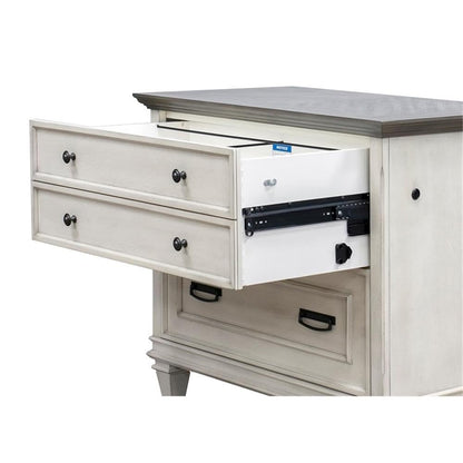BOWERY HILL Wood Lateral File with Locking Legal/Letter File Drawer in White, Solid Wood, Sturdy Construction, Office Storage, Secure Document Organization, Durable Home or Work Use