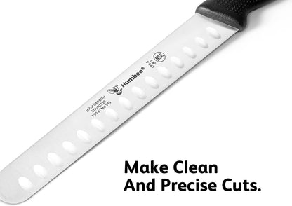 Chef 10-Inch Carving Knife, NSF Certified CP5-10, Granton Edge for Turkey Ham Meat Slicing, Black
