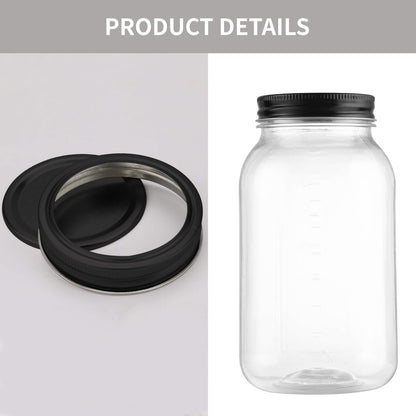 novelinks 32 OZ Clear Plastic Mason Jars with Airtight Lids - 12 PACK Plastic Jars for Kitchen & Household Storage