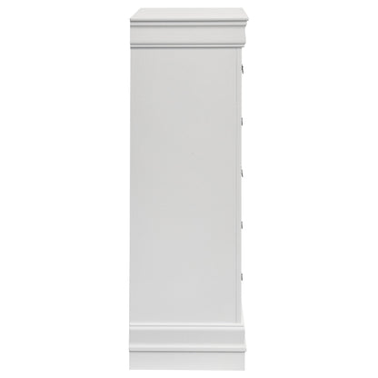 Coaster Home Furnishings - Louis Philippe - Wood - 5-Drawer Chest with Bail Handles, Molded Trim and Bracket Feet - Traditional - Bedroom - White - 202445