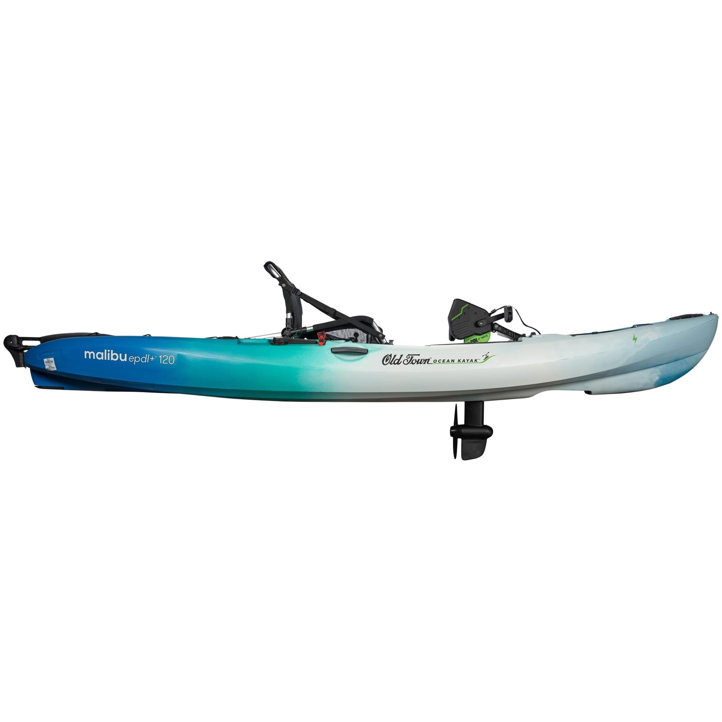 Old Town Ocean Kayak Malibu ePDL+ 120 Solo Sit-on-Top Recreational Pedal & Cruise Control Kayak, 12 ft, Horizon