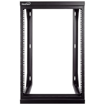 NavePoint 15U Open Frame Server Rack for 19" IT Network Equipment & A/V Devices, Free Standing or Wall Mount Rack with 180 Degrees Gate Swing, Black