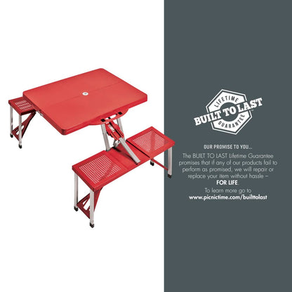 PICNIC TIME NCAA Iowa State Cyclones Folding Picnic Table - Camping Table - Outdoor Table with Umbrella Hole, (Red)