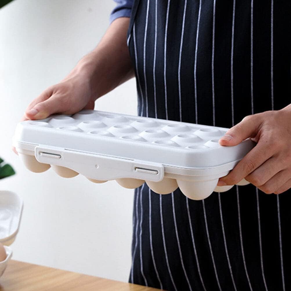 Egg Holder Container, 12 Grids Plastic Egg Storage Box, Shockproof Refrigerator Egg Carrier for Home, Kitchen