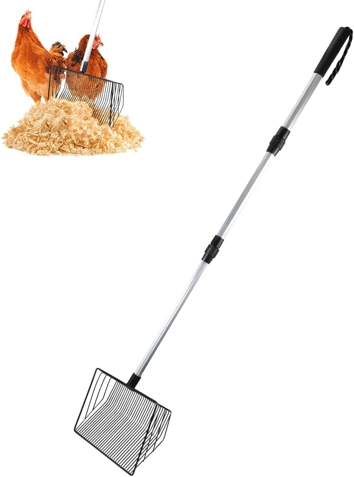 Kalekey Chicken(22.4 42 Inch), 10 Inch Large Chicken Poop Scooper, Stretchable Litter Scooper for to Detachable Heavy