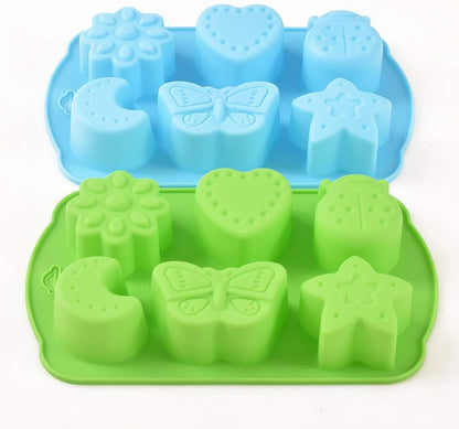 Newk Insects Silicone Candy Mold - 4 Packs 6-Cavity Animal Butterfly Moon Star 3D Bakeware Mold for Candies, Chocolate