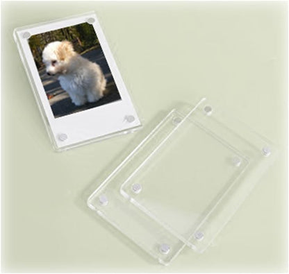 2 PCS 3-inch 2-Sided Clear Acrylic Magnetic Photo Frame, Elegant Frameless Display for Fujifilm Mini Film