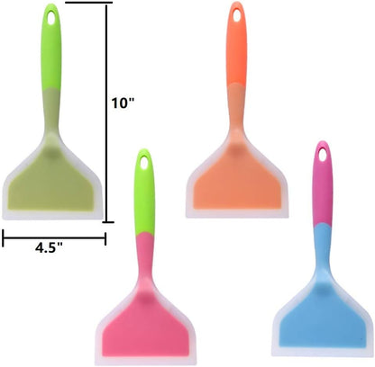 Omelette Spatula, 10-Inch Silicone Pancakes Shovel, Durable Heat-Resistant Turner for Eggs, Crepes (Orange)