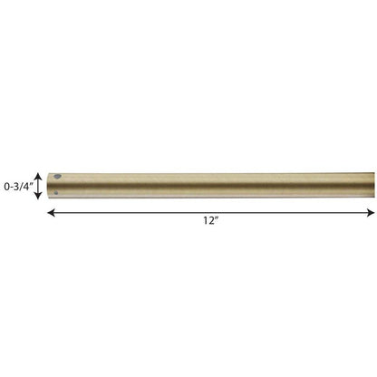 Progress Lighting AirPro Collection 12 in. Ceiling Fan Downrod in Vintage Brass