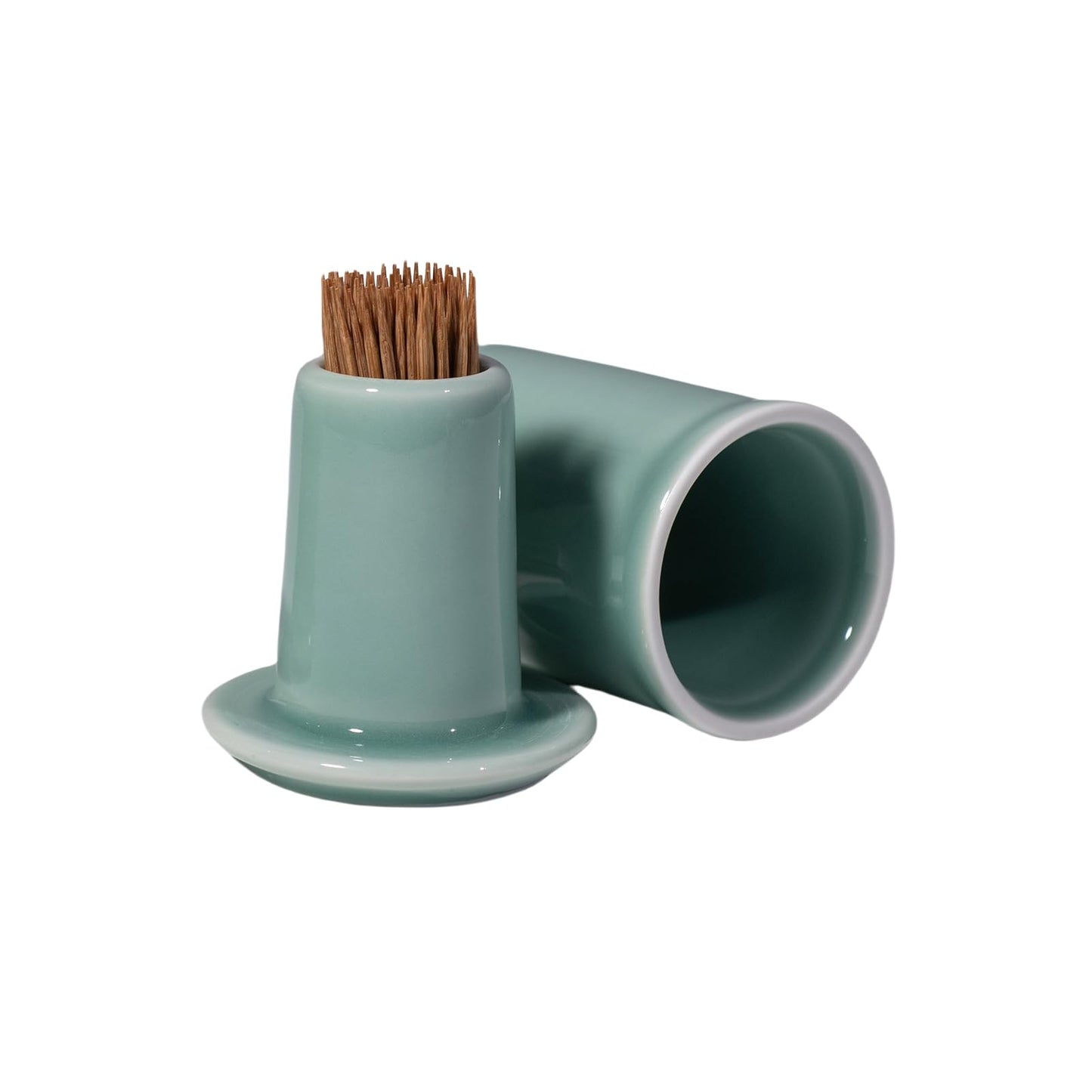 Hanporce Toothpick Holder, Toothpick Dispenser with Lid, Porcelain Tooth Pick Holder, Toothpicks Container Case Organizer for Home, Kitchen, Restaurant (Sky blue)