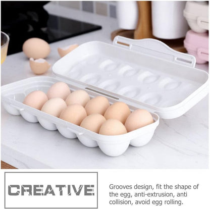 Egg Holder Container, 12 Grids Plastic Egg Storage Box, Shockproof Refrigerator Egg Carrier for Home, Kitchen
