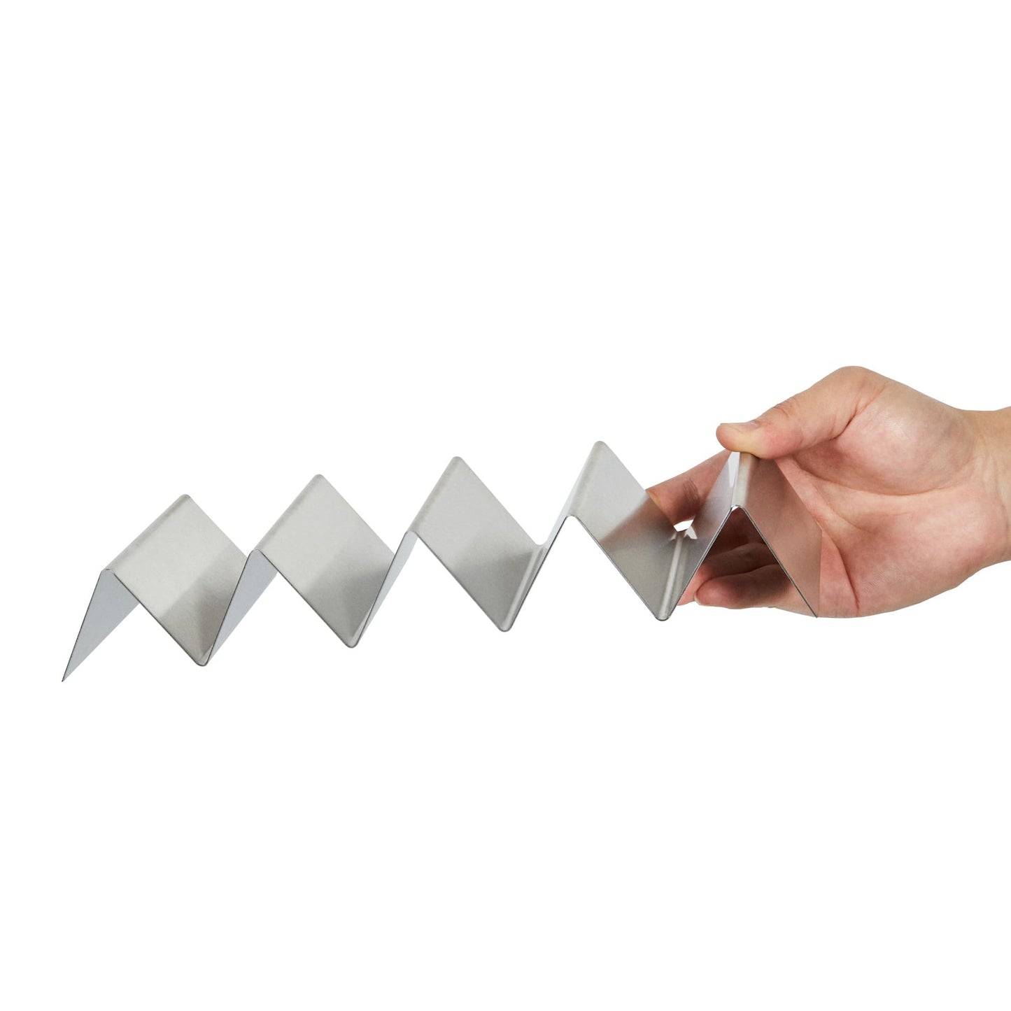 Restaurantware 10.7 Inch x 4 Inch Taco Stand 1 Holds 4 Tacos Taco Rank - Reversible Dishwasher Safe Stainless Steel Taco Holder For Hard Or Soft Shells
