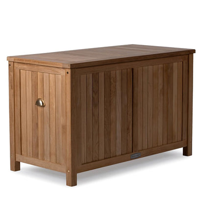 TITAN GREAT OUTDOORS Ash & Ember Grade A Teak Outdoor Storage Chest, Weather-Resistant Wooden Deck Box for Patio Cushions, Pool Accessories, and Garden Tools