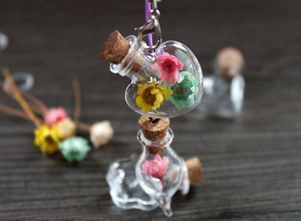 Mini Glass Jars with Cork Stoppers - Tiny Heart-Shaped Bottles for Party Wedding Decor & Jewelry Making (100)