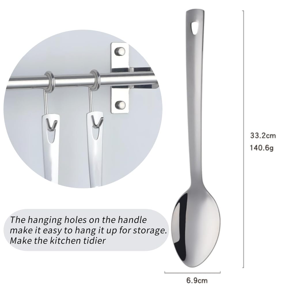 13-Inch Serving Spoon Set of 4, Stainless Steel Buffet Banquet Spoon，Silver Long Handle Serving Spoons for Catering, Kitchen Dishwasher safe