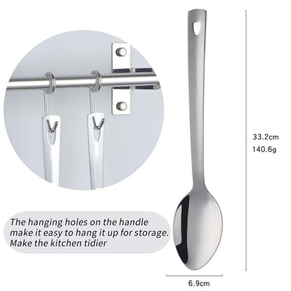 13-Inch Serving Spoon Set of 4, Stainless Steel Buffet Banquet Spoon，Silver Long Handle Serving Spoons for Catering, Kitchen Dishwasher safe
