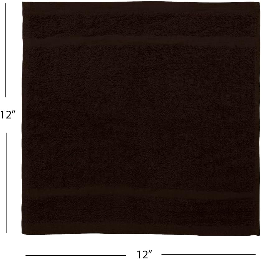 24-Pack 12 12 Inch Avalon Towels Cotton Washcloths x Brown Super Soft & Absorbent Ring-Spun Cotton Wash Cloths