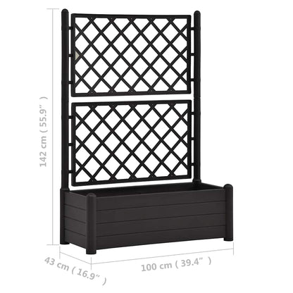 Zeehear Garden Planter Box with Trellis, 39.4", for Outdoor Flower, Plant, Vegetable & Herb Growing, Large Raised Planting Pots for Gardening - Anthracite