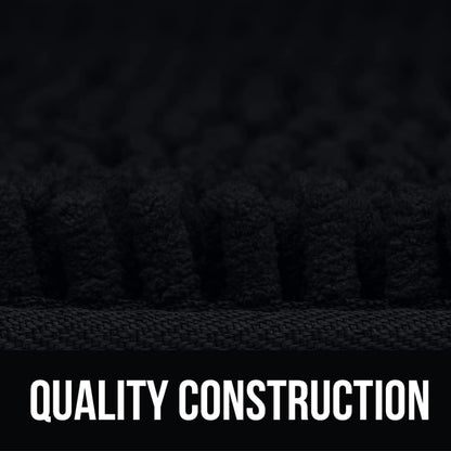 KANGAROO Luxury Chenille Bath Rug, Extra Soft Shaggy Mat for Kids Bathroom, Machine Wash, 24x17, Black