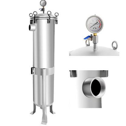 2" NPT Stainless Steel Bag Filter w/Mesh 150PSI Multi-Purpose Bag Filtering Equipment Heavy Duty Industrial Sock Filter Housing Bag Water Filter Purification Equipment