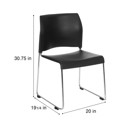 OEF Furnishings OEF8810-11-10/4 Commercial Stack Chair (Hard Plastic Seat and Back, Black, Chrome Frame, 4-Pack)