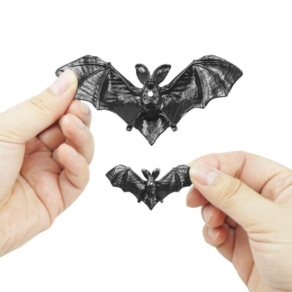Saktopdeco 50 PCS Black Hanging Bats Plastic 3D Halloween Bat Party Ornament for April Fool's Haunted House Decorations